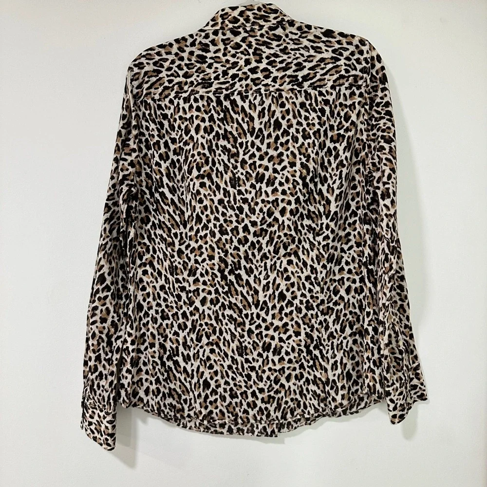 J.Crew The Perfect Shirt Women Large Leopard Print Cotton Button Down | Classic‎